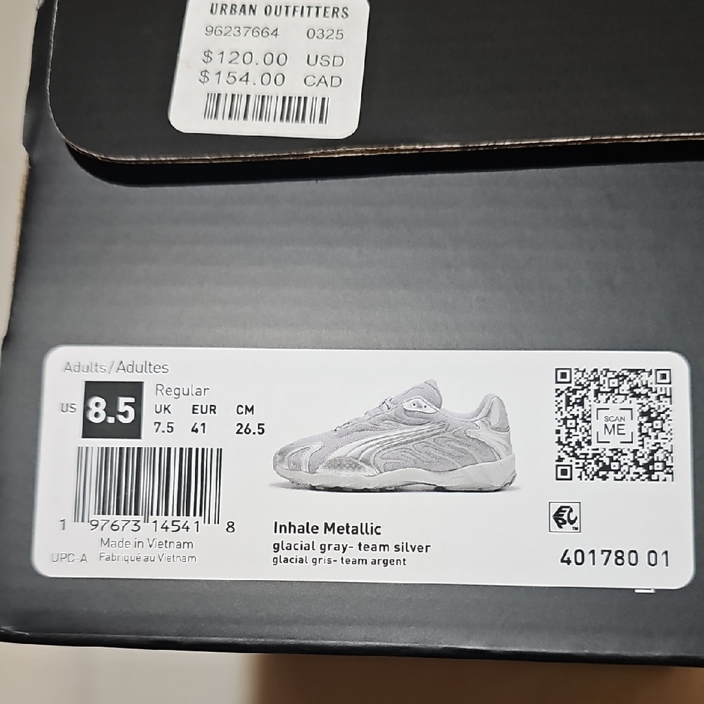 Puma Men's Inhale Glacial Gray- Team Silver Sneakers Size 8.5US/41EUR
